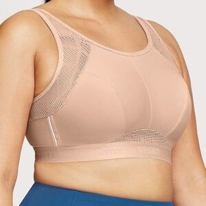 Glamorise Full Figure No Sweat Mesh Sports Bra Cafe NWT 38G